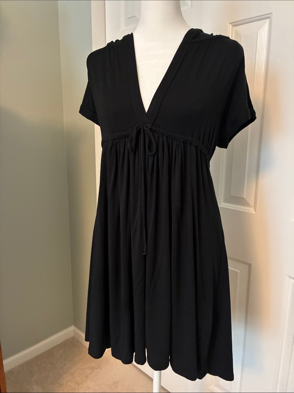 Robin Piccone Black V-Neck Hooded Cover Up